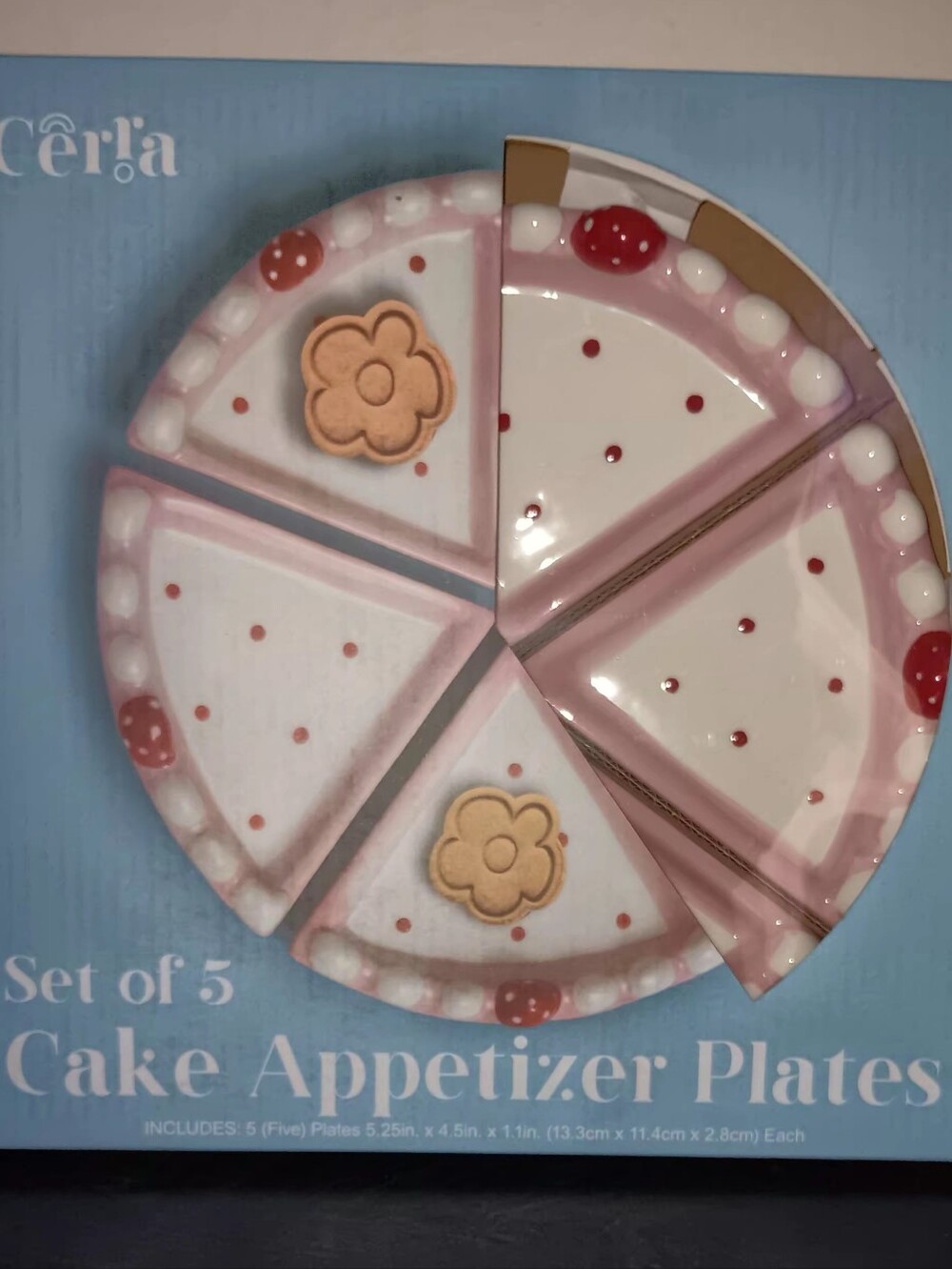 Pink Polka Dot Cake Appetizer Plates - Set of 5